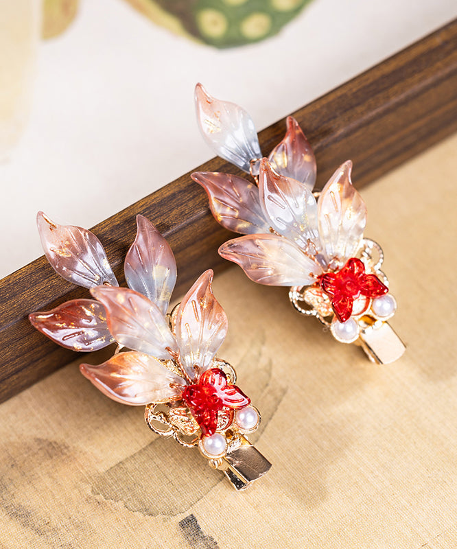 Stylish Copper Alloy Colored Glaze Pearl Koi Fish A Pair Girls Hairpin