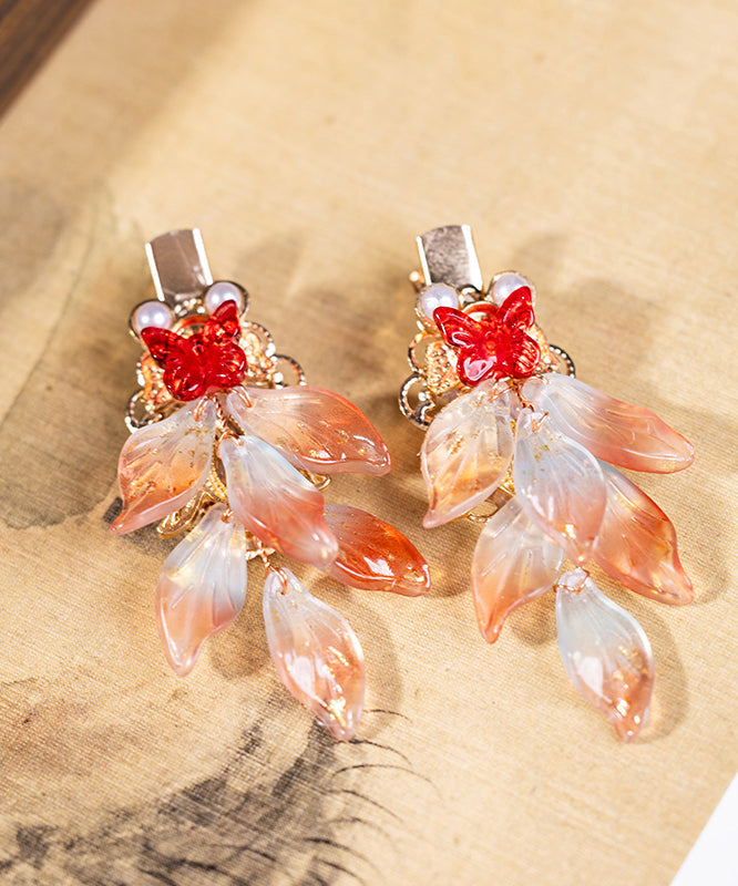 Stylish Copper Alloy Colored Glaze Pearl Koi Fish A Pair Girls Hairpin