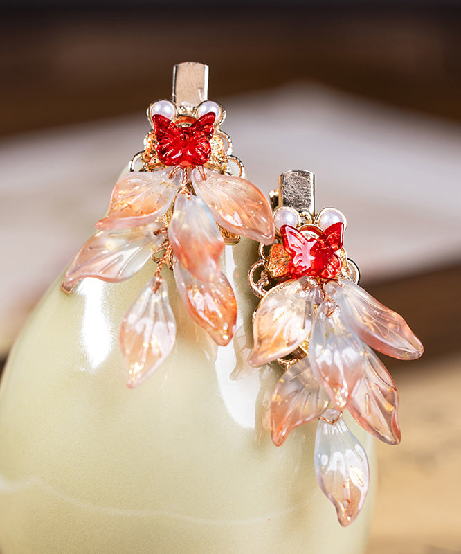 Stylish Copper Alloy Colored Glaze Pearl Koi Fish A Pair Girls Hairpin