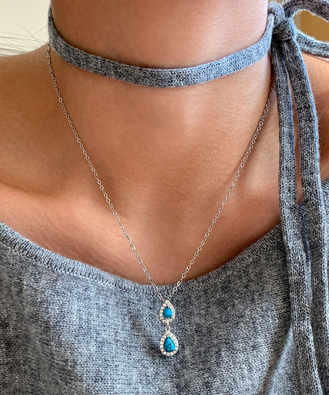 Stylish Double-layer Fine Turquoise Lariat Necklace - Omychic