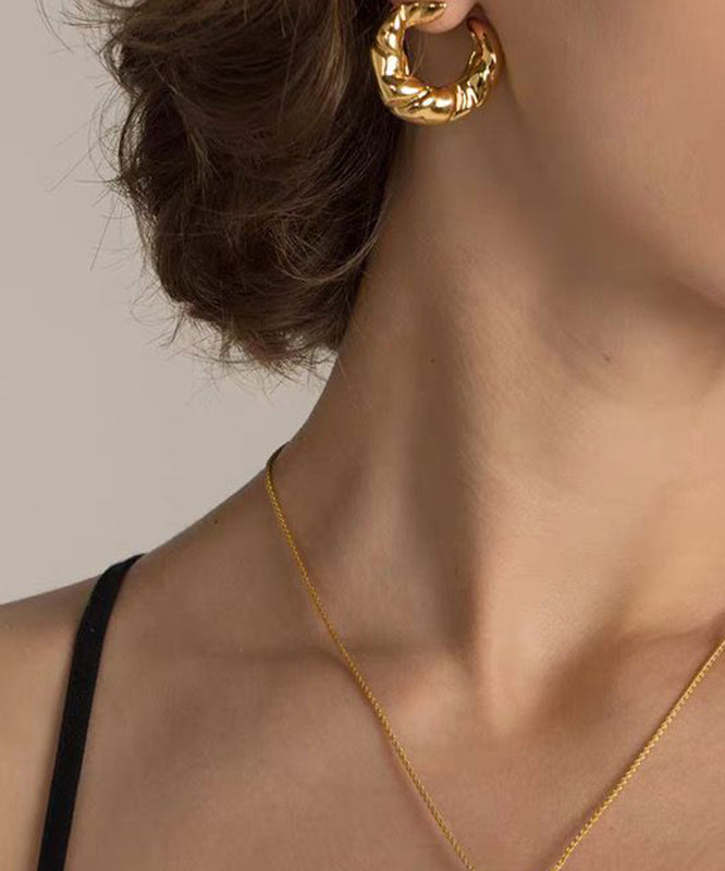 Stylish Gold Alloy Asymmetrical Croissant Hoop Earrings