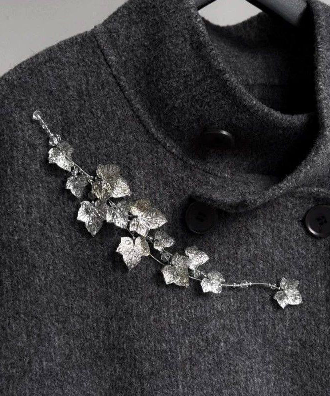 Stylish Gold Alloy Leaf Tassel Brooches