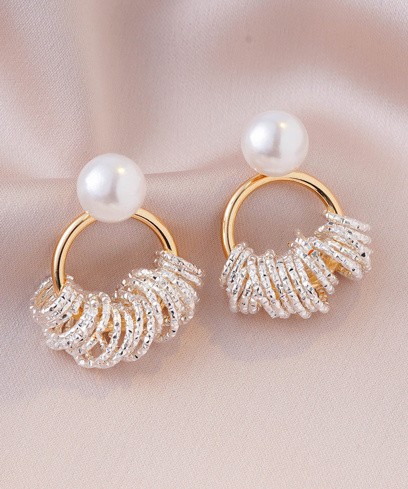 Stylish Gold Copper Alloy Zircon Chain Stud Earrings