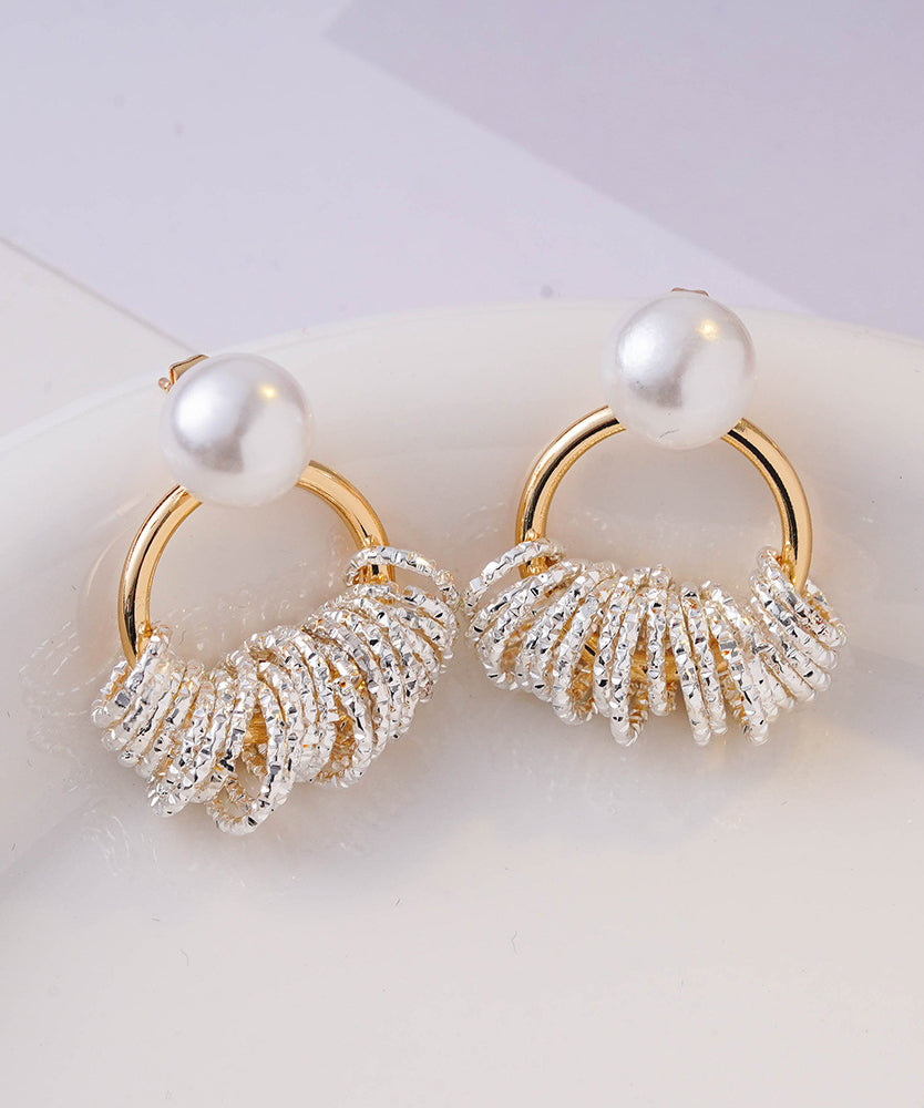 Stylish Gold Copper Alloy Zircon Chain Stud Earrings