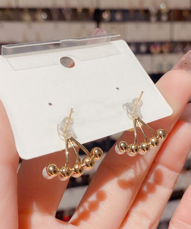 Stylish Gold Copper Overgild Zircon Bow Pearl Stud Earrings