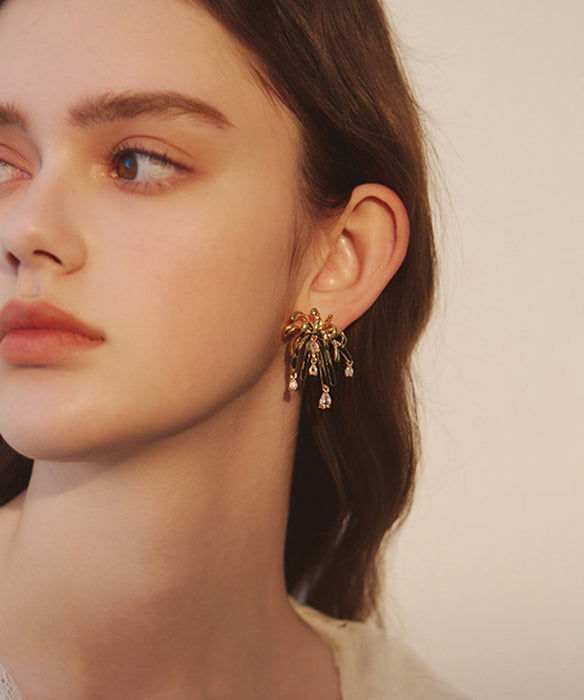 Stylish Gold Fireworks Zircon Gold Plated Stud Earrings