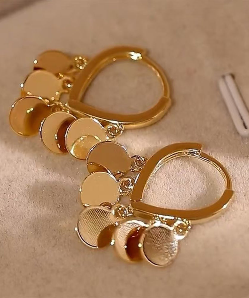 Stylish Gold Metal Sequins Tassel Hoop Earrings