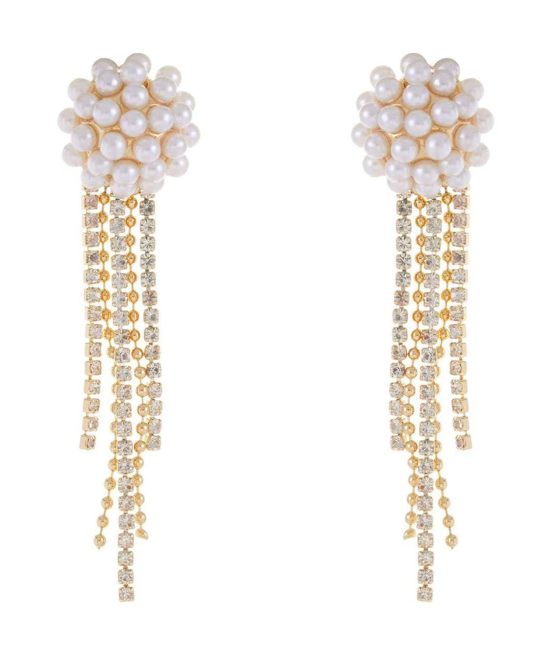Stylish Gold Silver Silver Overgild Pearl Tassel Drop Earrings