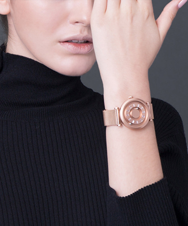 Stylish Gold Stainless Steel Zircon Quartz Movement Watch