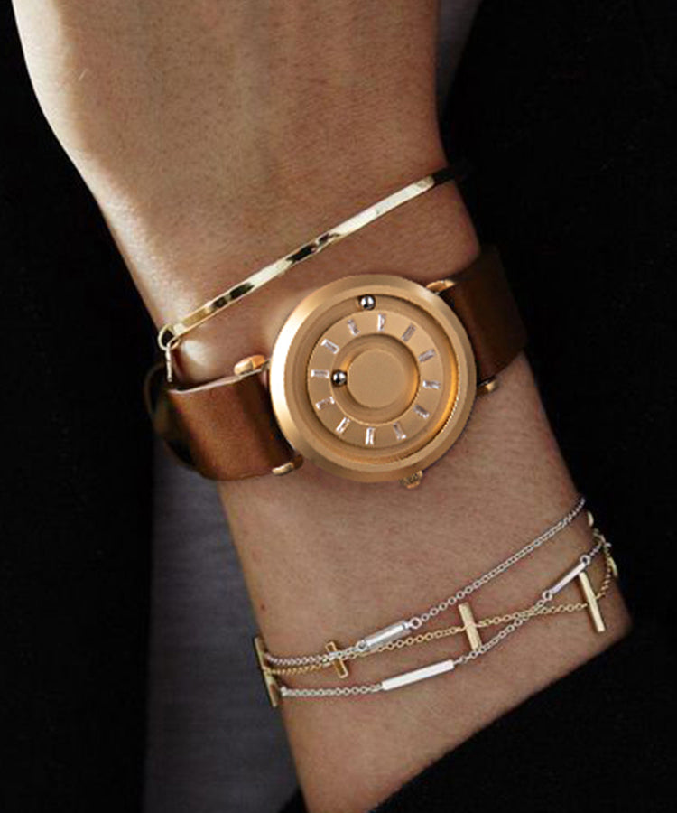 Stylish Gold Stainless Steel Zircon Quartz Movement Watch