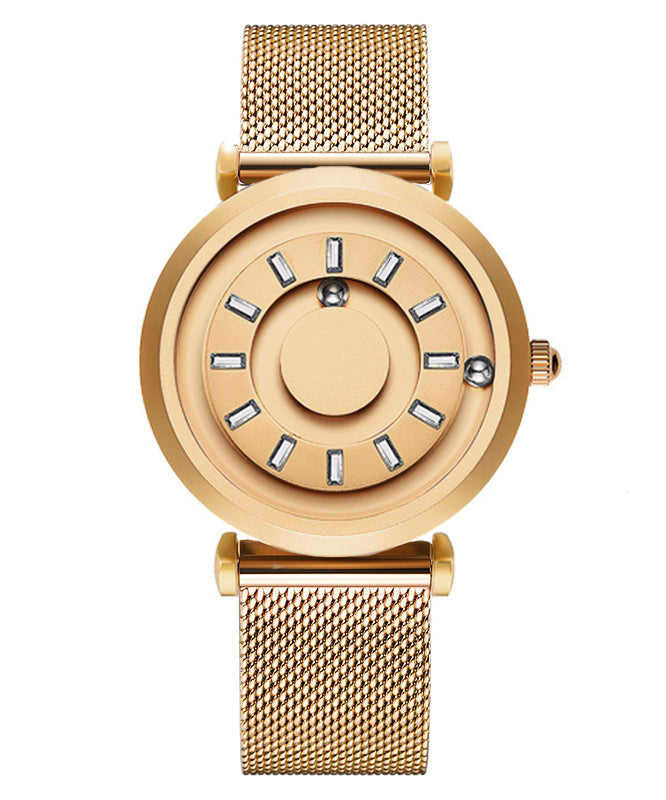 Stylish Gold Stainless Steel Zircon Quartz Movement Watch
