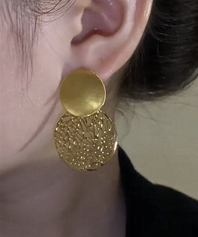Stylish Gold Sterling Silver Overgild Sequined Hollow Out Drop Earrings