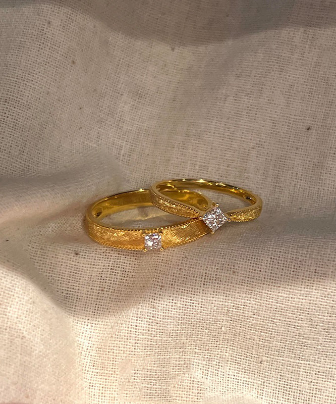 Stylish Gold Sterling Silver Overgild Zircon Wedding Rings