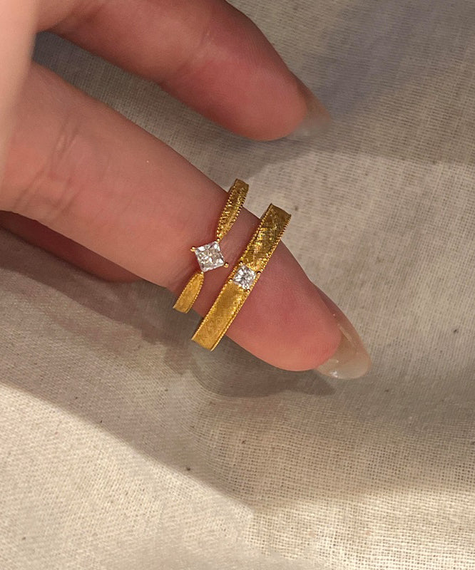 Stylish Gold Sterling Silver Overgild Zircon Wedding Rings