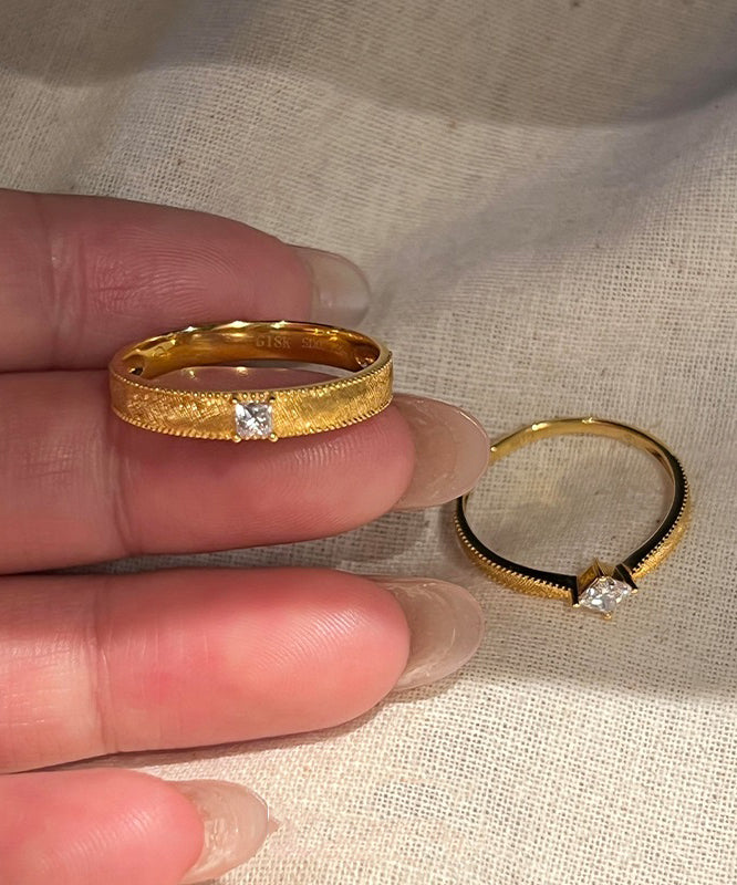 Stylish Gold Sterling Silver Overgild Zircon Wedding Rings