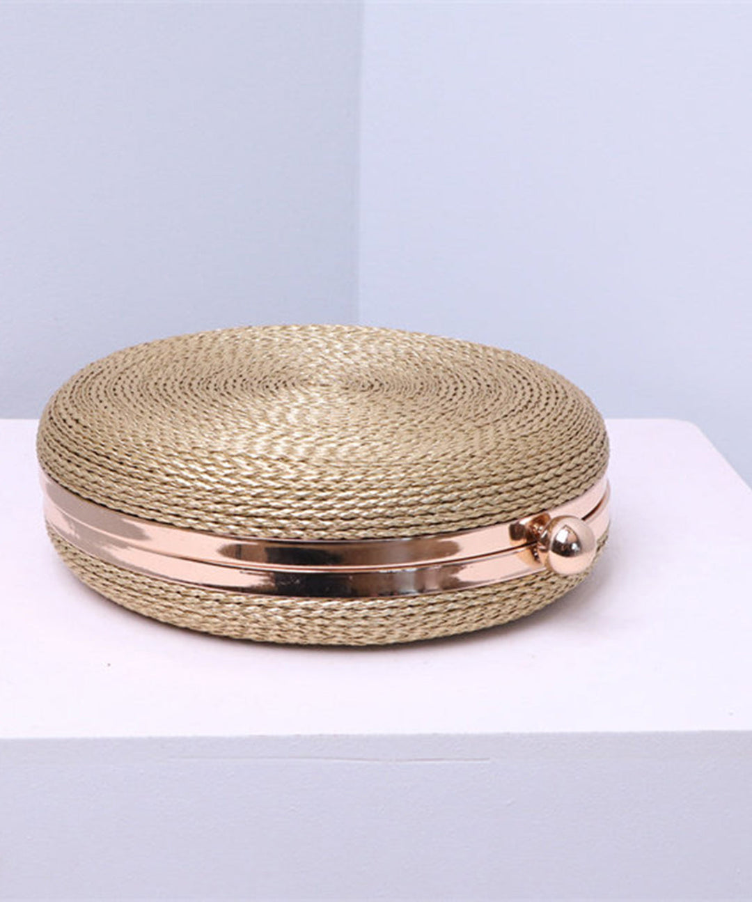 Stylish Gold Woven Snail Acrylic Round Clutch