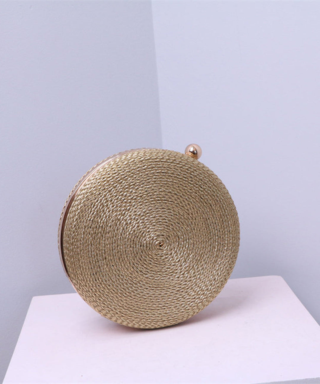 Stylish Gold Woven Snail Acrylic Round Clutch