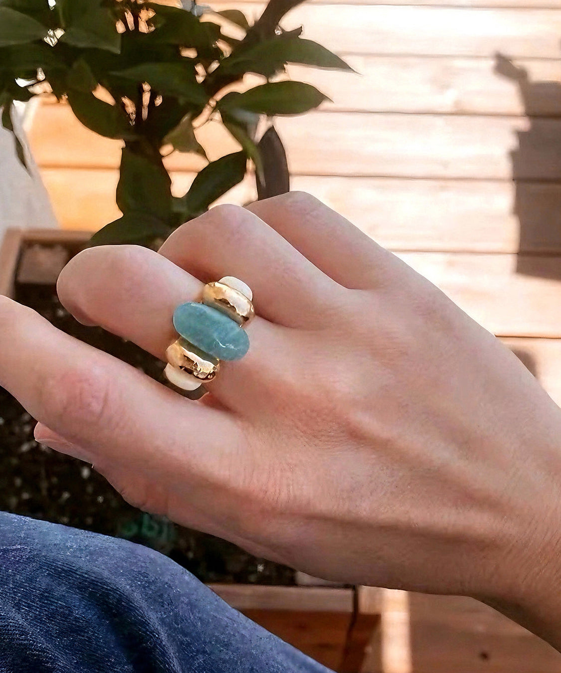 Stylish Golden High Quality Jade Women Ring - Omychic