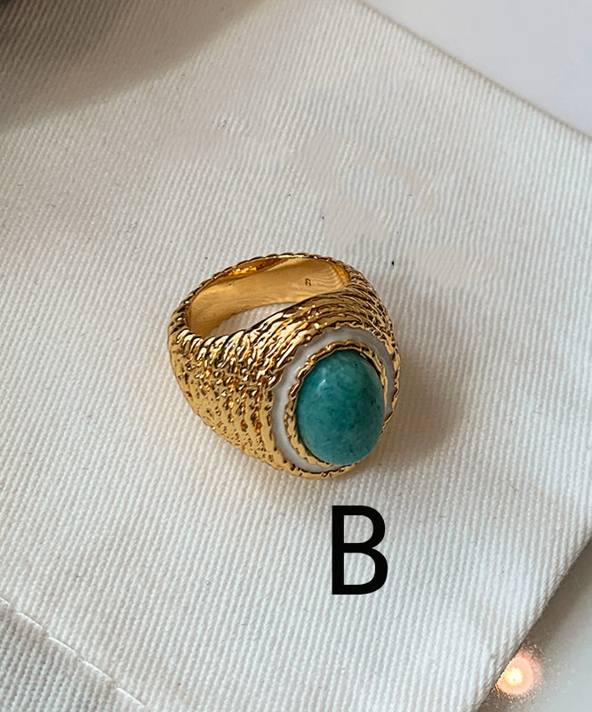 Stylish Golden High Quality Jade Women Ring - Omychic