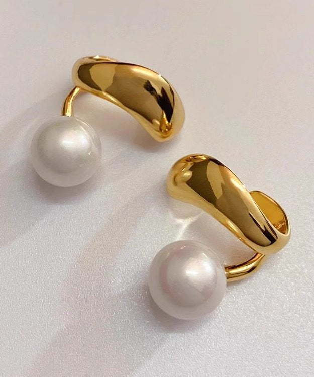 Stylish Golden With Pearl Ear Cuff Suitable For Those Without Ear Piercings
