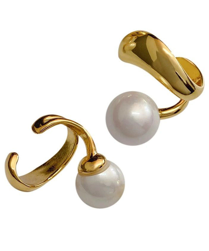 Stylish Golden With Pearl Ear Cuff Suitable For Those Without Ear Piercings