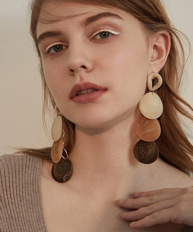 Stylish Gradient Disc Layered Acrylic Drop Earrings