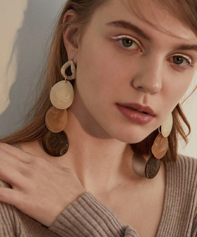 Stylish Gradient Disc Layered Acrylic Drop Earrings