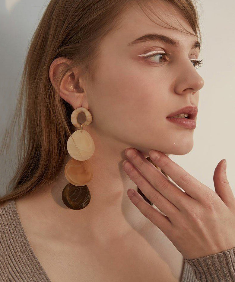 Stylish Gradient Disc Layered Acrylic Drop Earrings