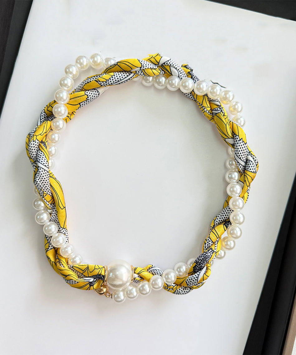 Stylish Green Alloy Silk Pearl Beading Bracelet