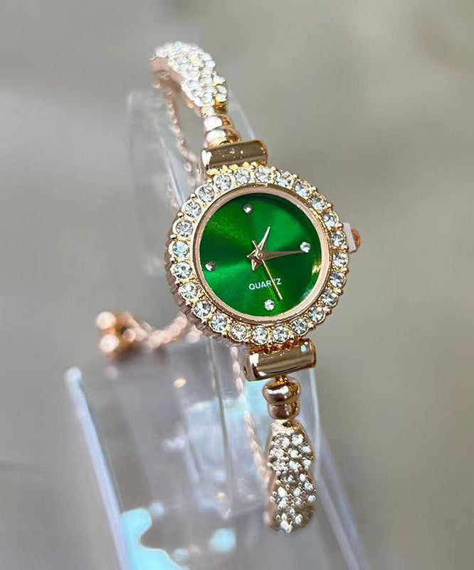 Stylish Green Alloy Zircon Quartz Movement Watches