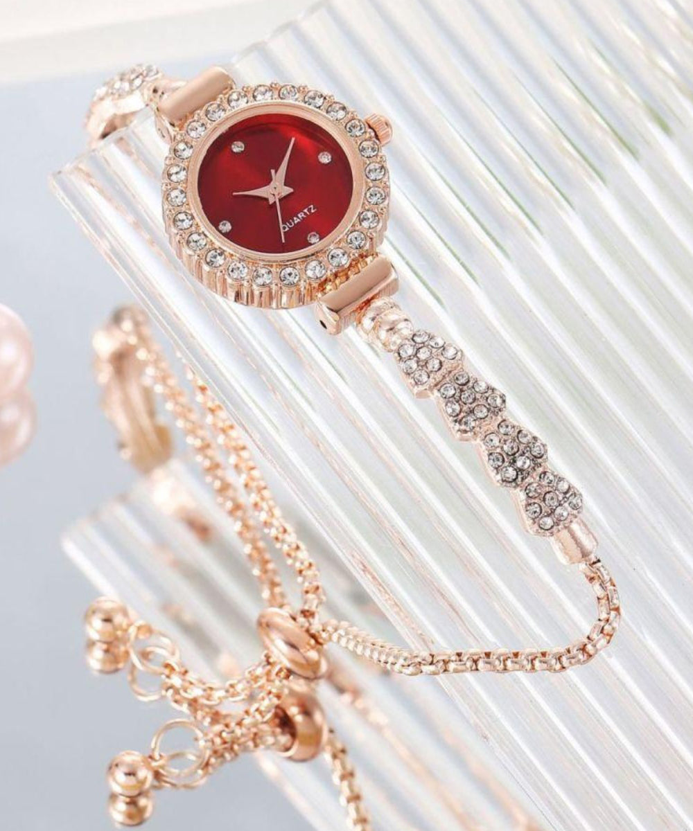 Stylish Green Alloy Zircon Quartz Movement Watches