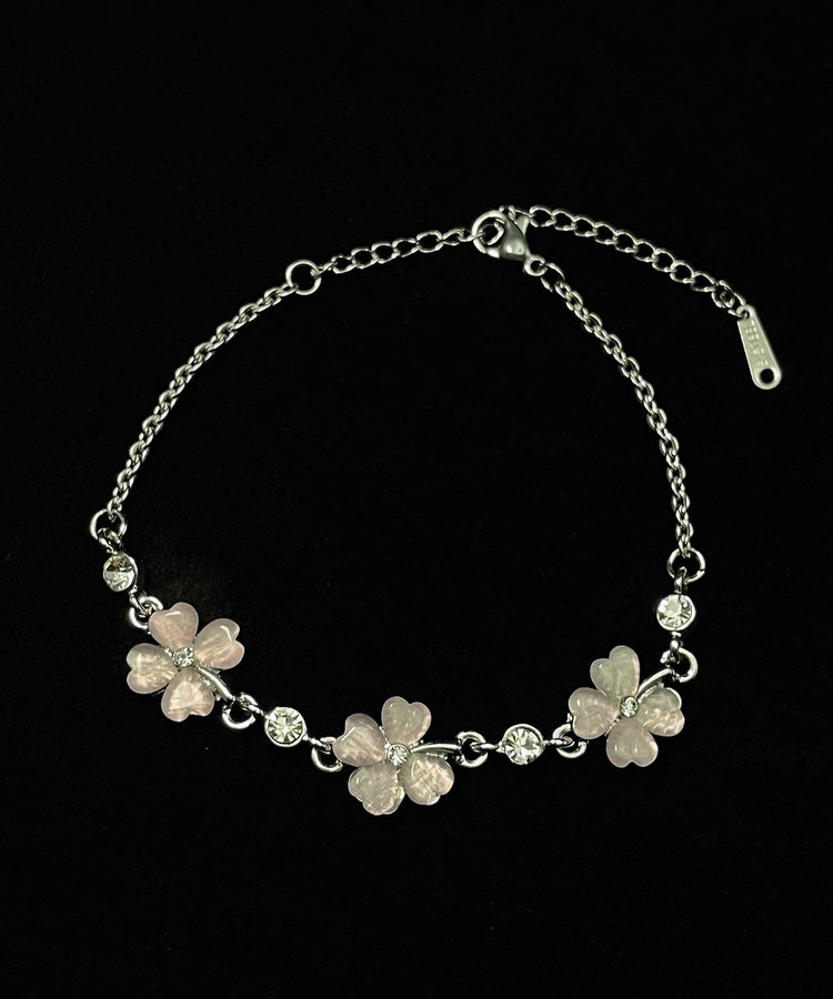 Stylish Green Four Leaf Clover Alloy Adjustable Bracelet - Omychic