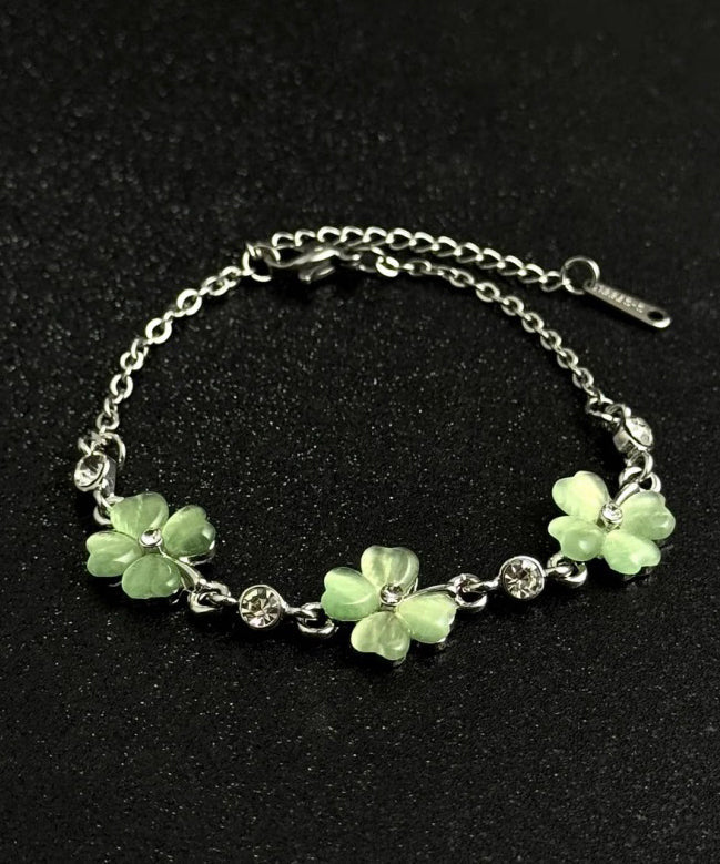 Stylish Green Four Leaf Clover Alloy Adjustable Bracelet - Omychic