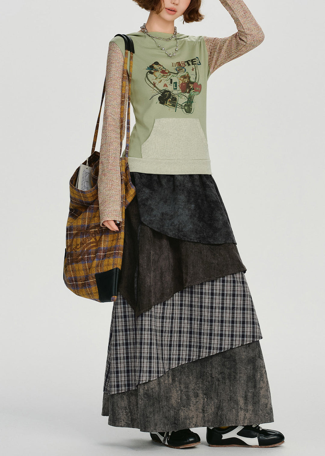 Stylish Green Hooded Patchwork Cotton Sweatshirts Top Spring