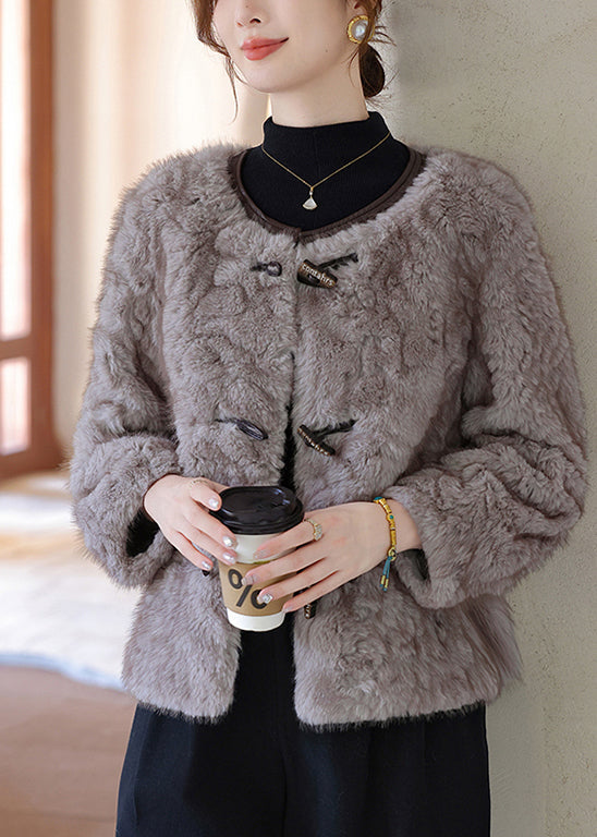 Stylish Grey Oversized Warm Faux Fur Jackets Winter