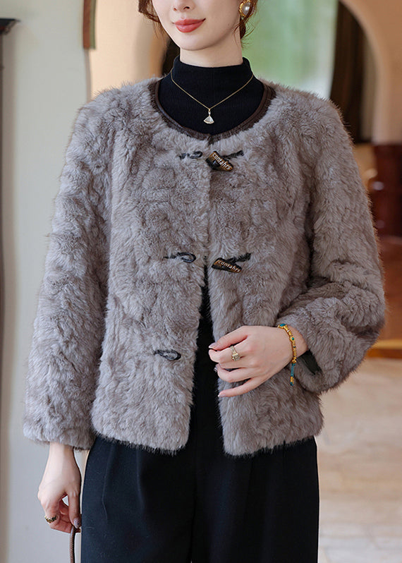 Stylish Grey Oversized Warm Faux Fur Jackets Winter