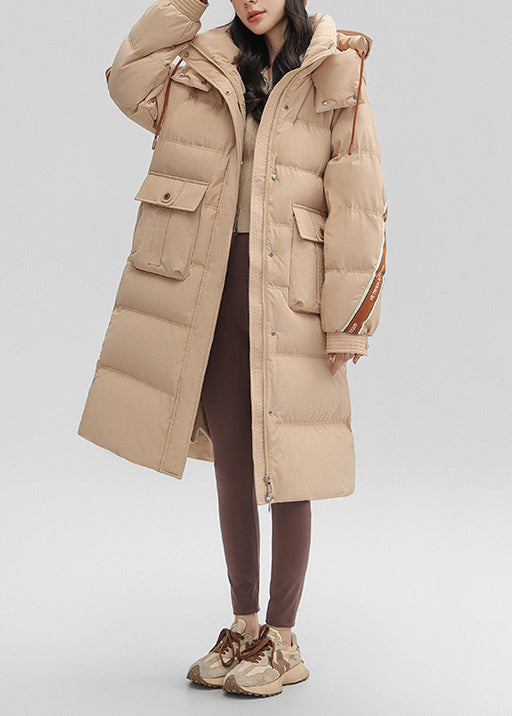 Stylish Khaki Oversized Thick Duck Down Down Jacket Winter