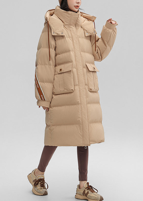 Stylish Khaki Oversized Thick Duck Down Down Jacket Winter