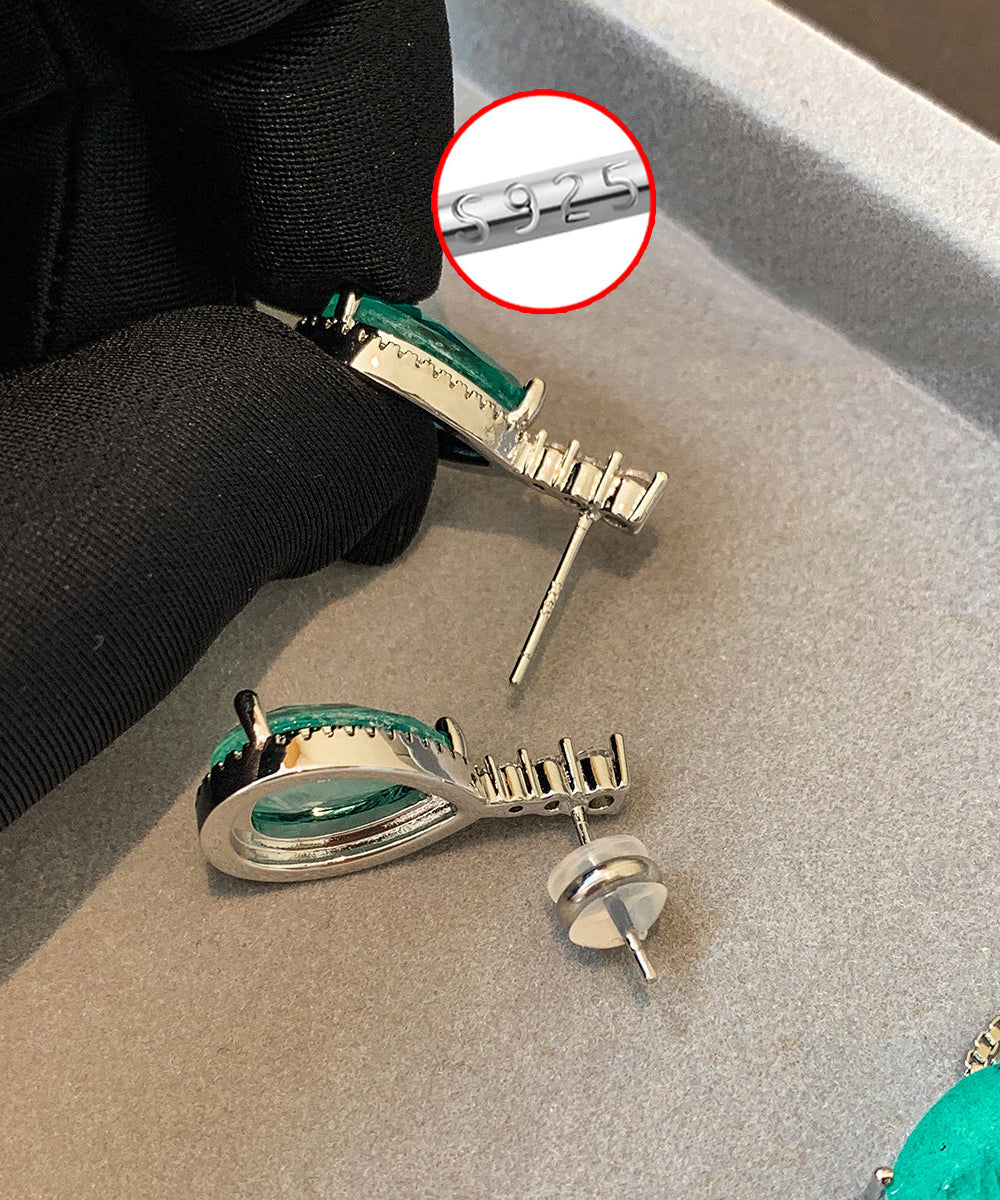 Stylish Lake Blue Teardrop Shape Zircon Drop Earrings - Omychic