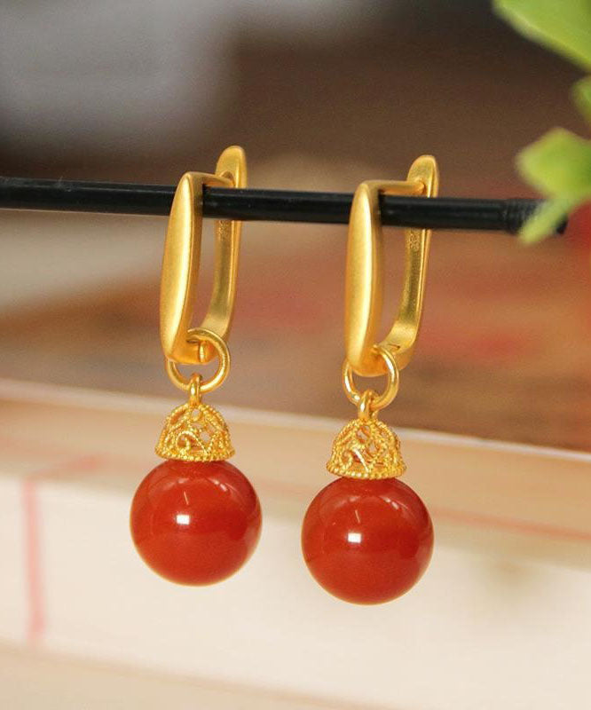 Stylish Light Green Sterling Silver Overgild Turquoise Drop Earrings