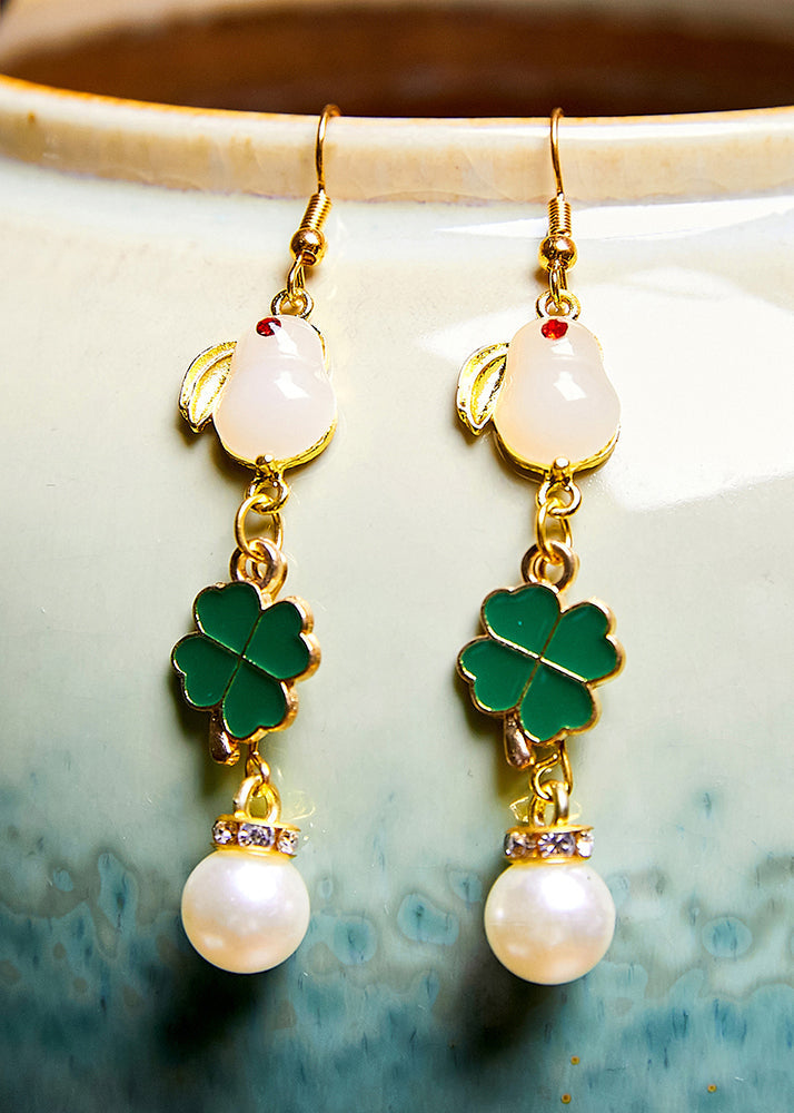 Stylish Little White Rabbit Jade Pearl Drop Earrings - Omychic