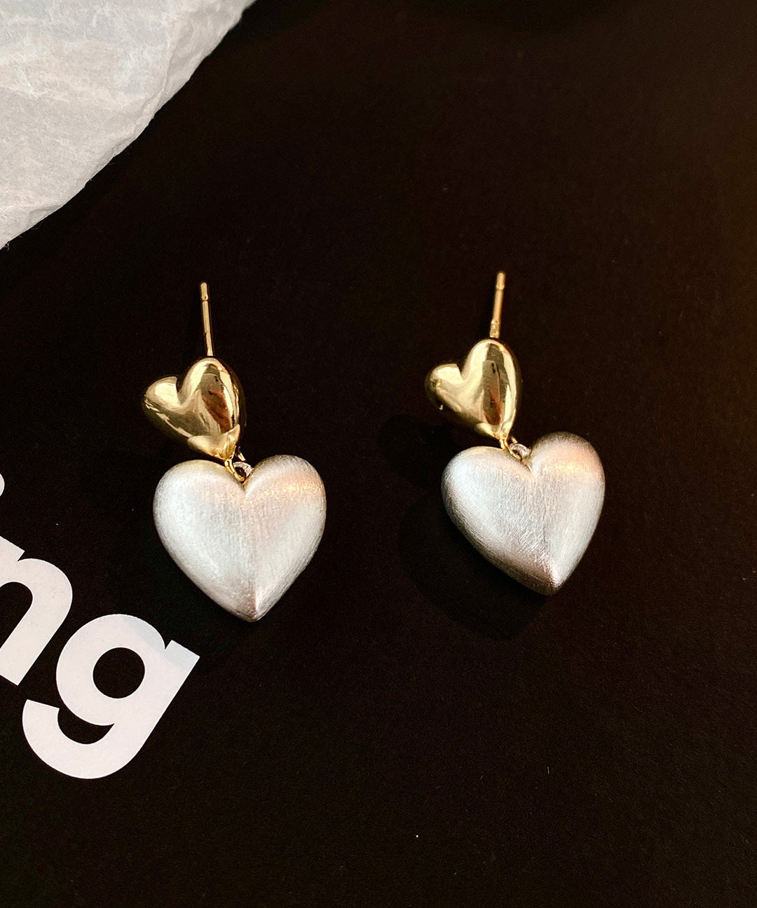 Stylish Metal Frosted Heart-Shaped Stud Earrings