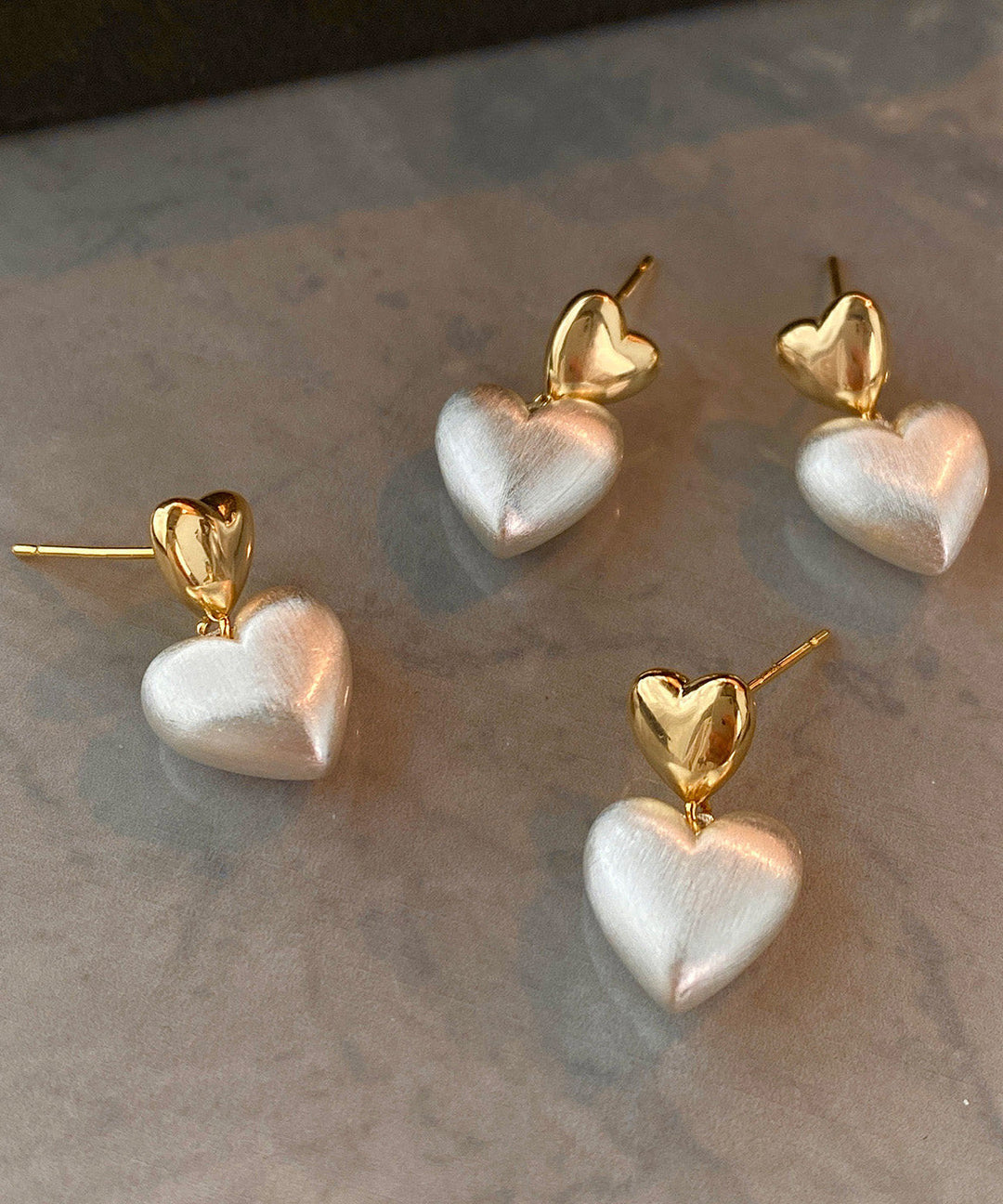 Stylish Metal Frosted Heart-Shaped Stud Earrings