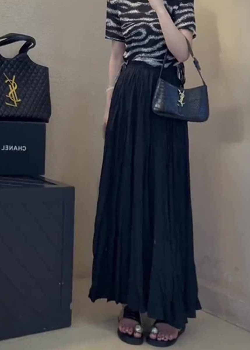 Stylish Mulberry Wrinkled Elastic Waist Cotton Skirt Spring