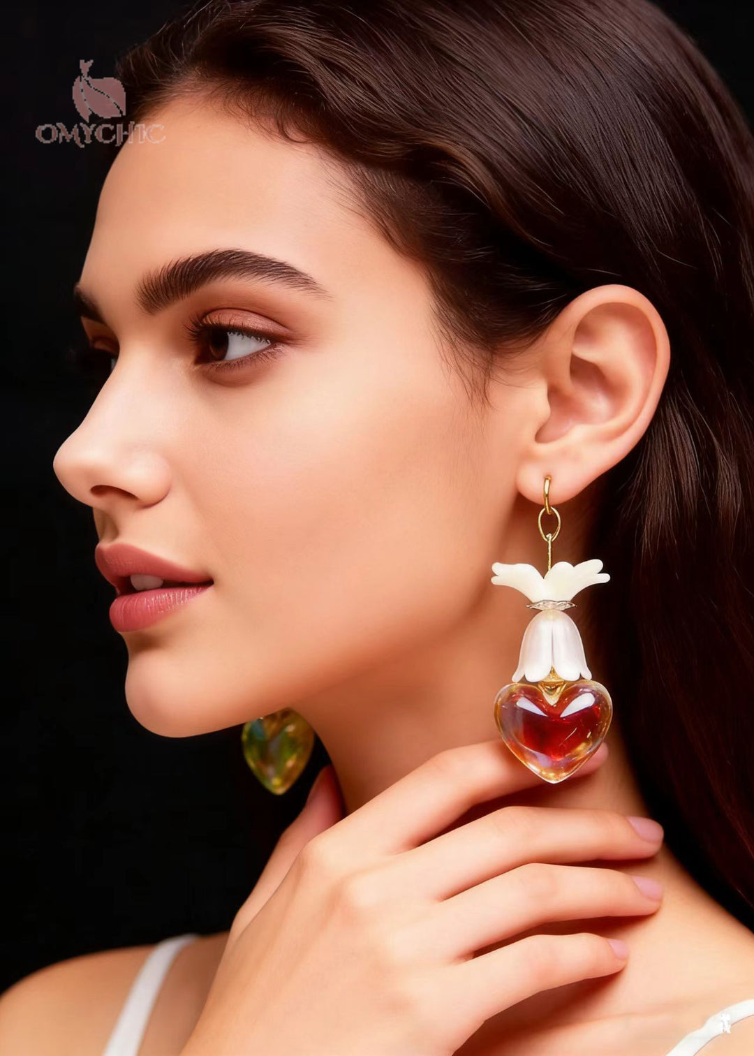 Stylish Multicolour Heart-shaped Asymmetric Design Acrylic Drop Earrings