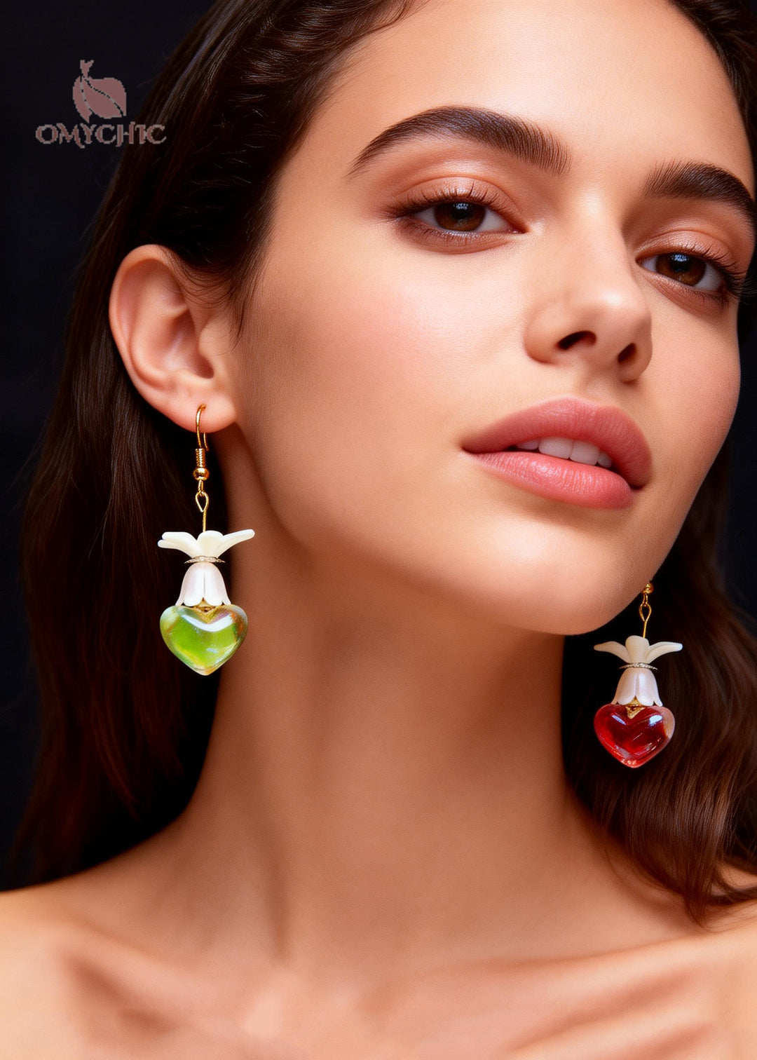 Stylish Multicolour Heart-shaped Asymmetric Design Acrylic Drop Earrings