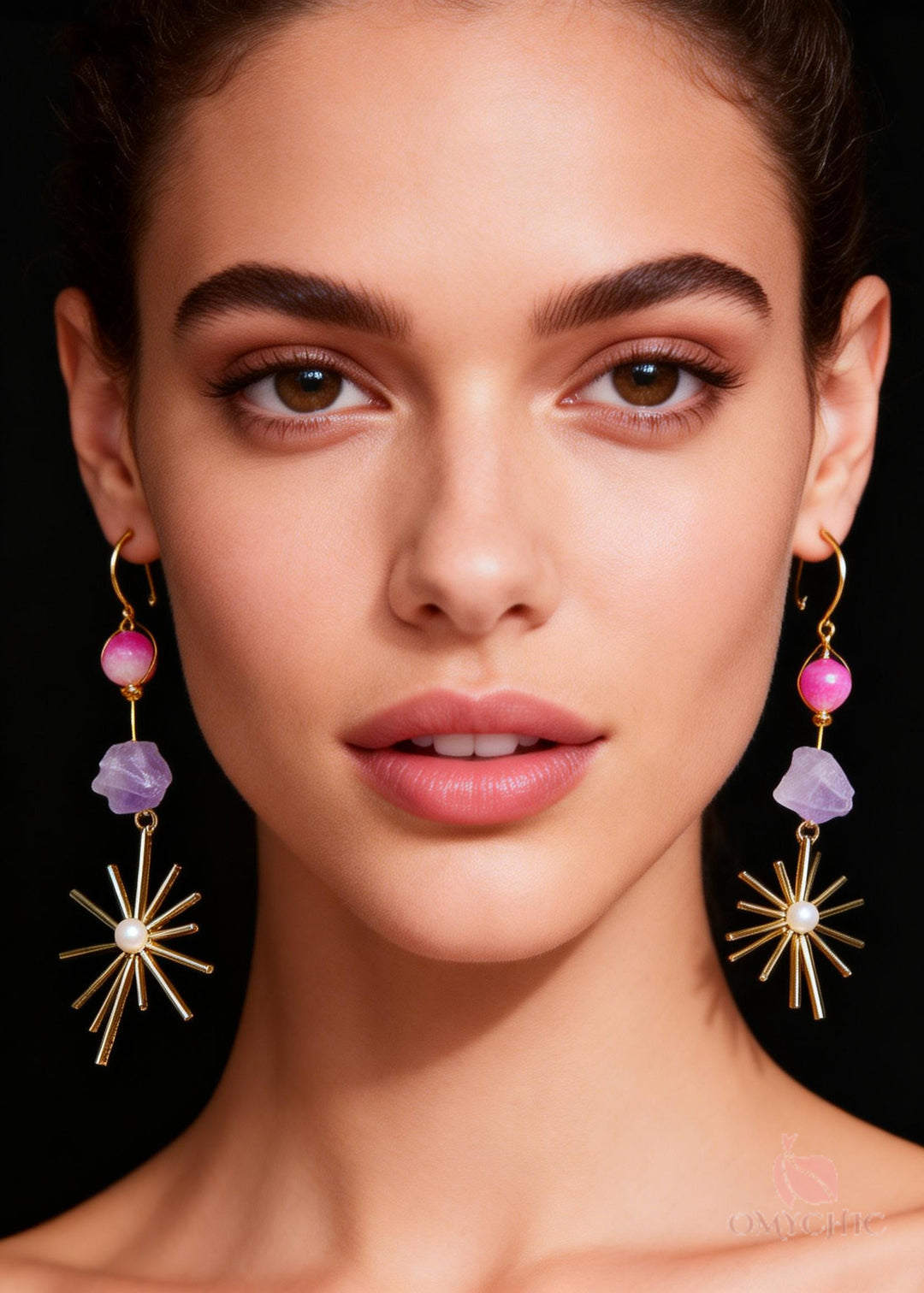Stylish Multicolour Jade Fireworks Design Tassels Drop Earrings