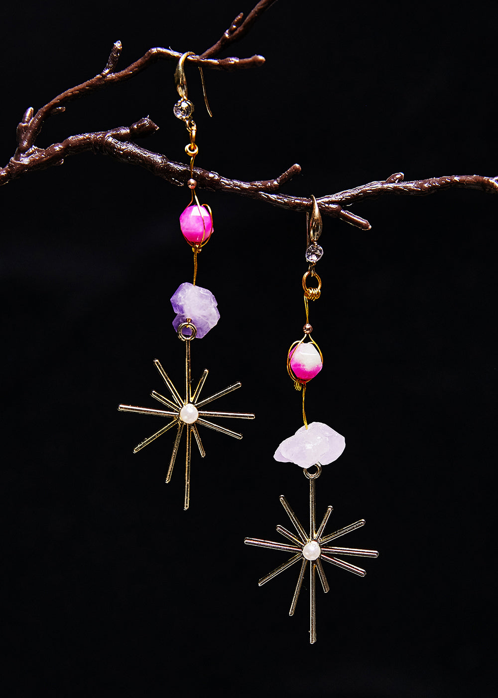 Stylish Multicolour Jade Long Tassels Drop Earrings