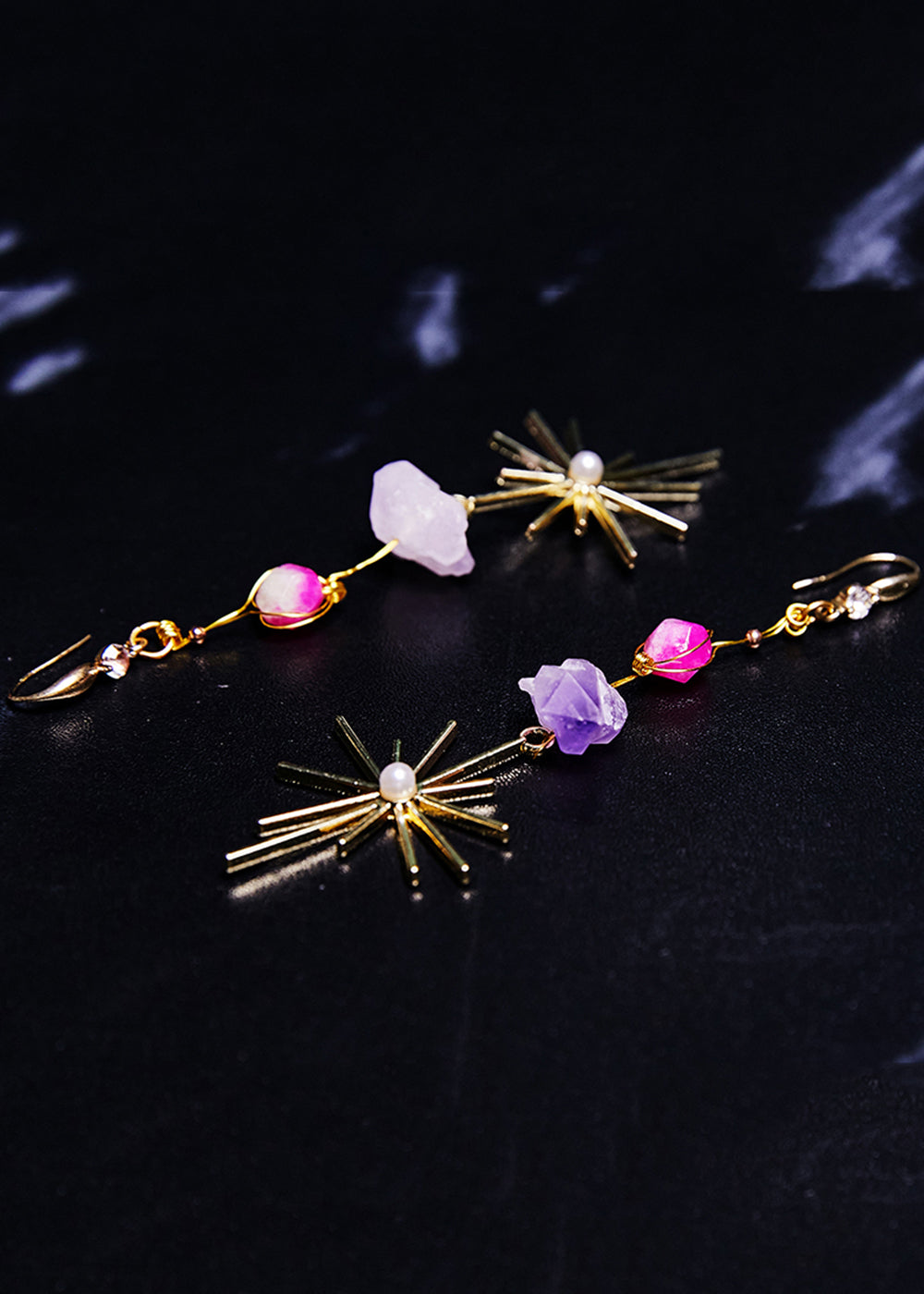 Stylish Multicolour Jade Long Tassels Drop Earrings