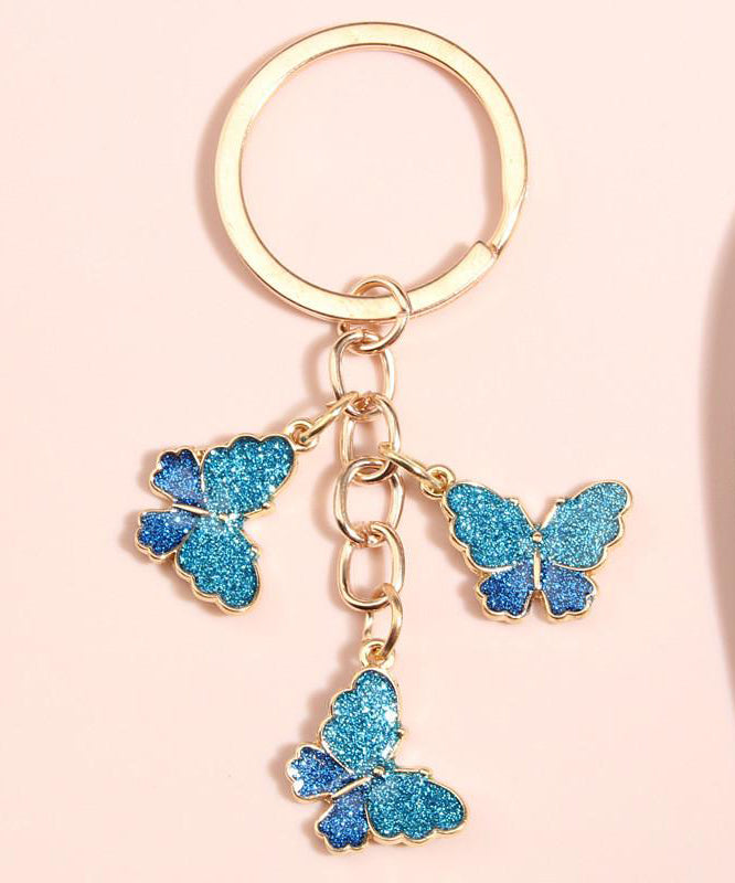Stylish Pink Enamel Butterfly Keychain Insects Car Key